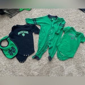 4 piece bundle Notre Dame baby clothes long sleeve short sleeve onesie sleeper